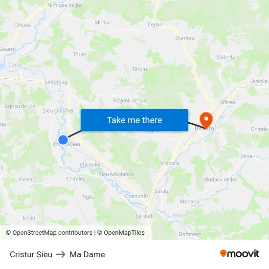 Cristur Șieu to Ma Dame map