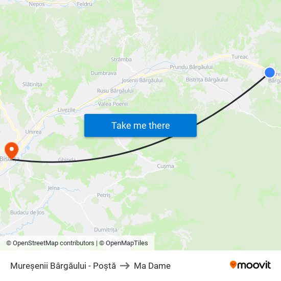 Mureșenii Bârgăului - Poștă to Ma Dame map