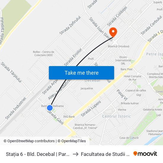 Stația 6 - Bld. Decebal | Parc Eminescu to Facultatea de Studii Europene map