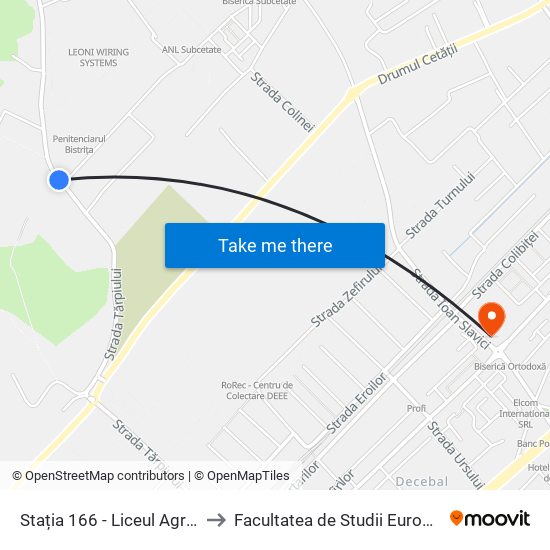 Stația 166 - Str. Tărpiului | Liceul Agricol to Facultatea de Studii Europene map