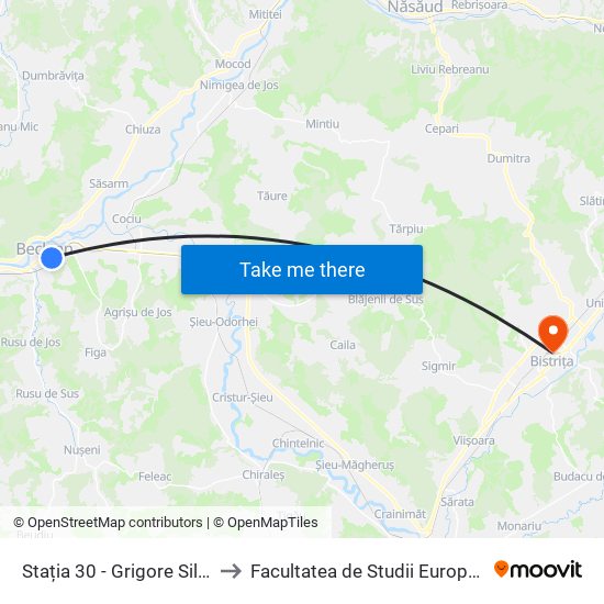 Stația 30 - Grigore Silași to Facultatea de Studii Europene map