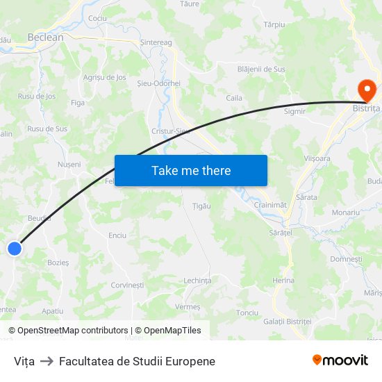 Vița to Facultatea de Studii Europene map