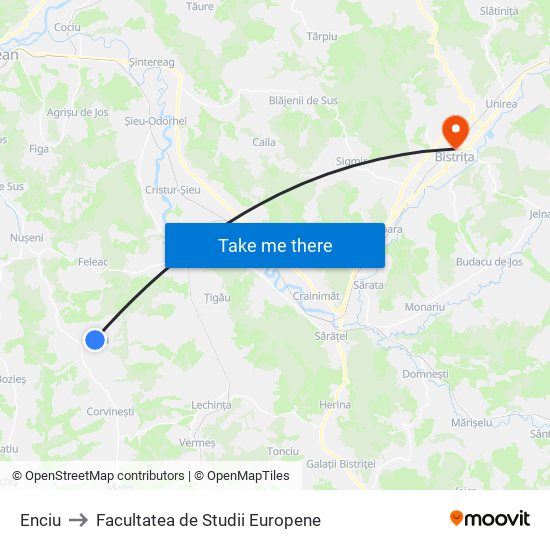 Enciu to Facultatea de Studii Europene map