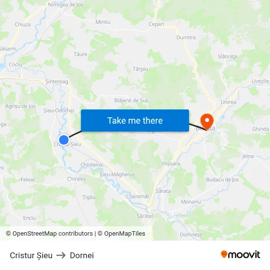 Cristur Șieu to Dornei map