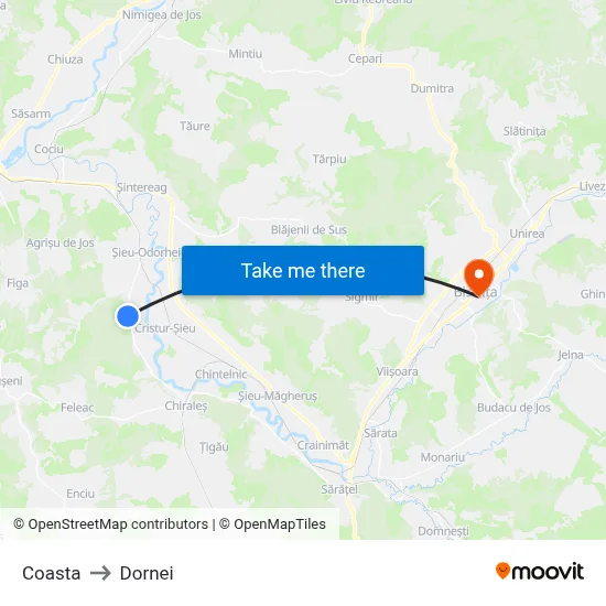Coasta to Dornei map