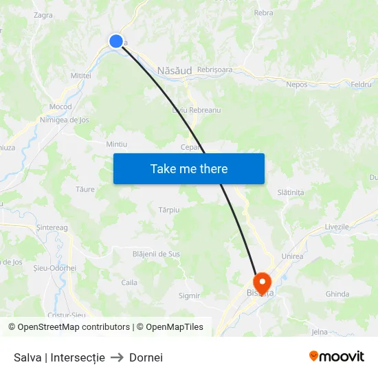 Salva | Intersecție to Dornei map
