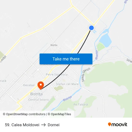 59. Calea Moldovei to Dornei map