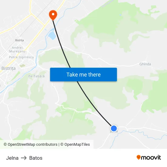 Jelna to Batos map
