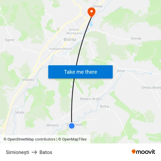 Simionești to Batos map