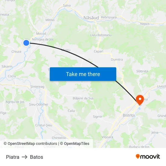 Piatra to Batos map