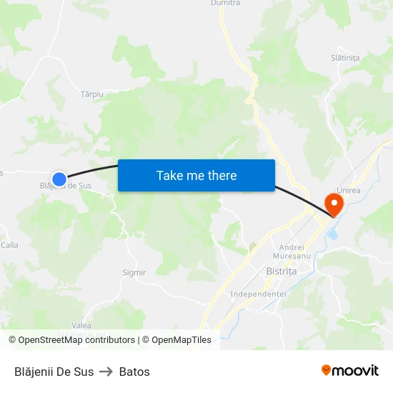 Blăjenii De Sus to Batos map