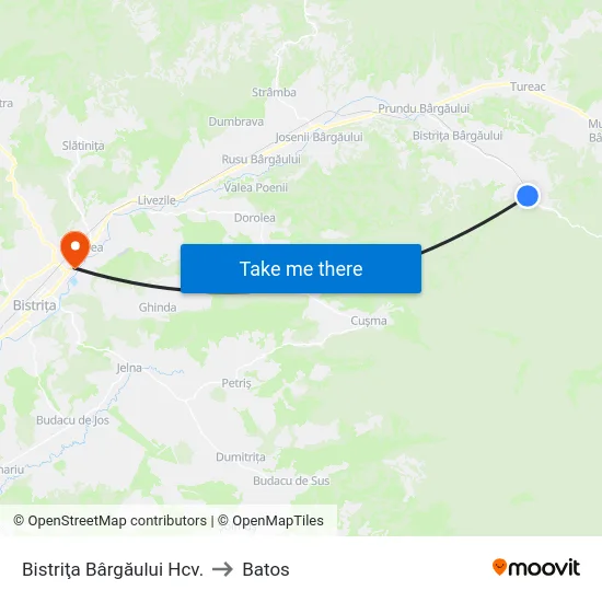 Bistriţa Bârgăului Hcv. to Batos map