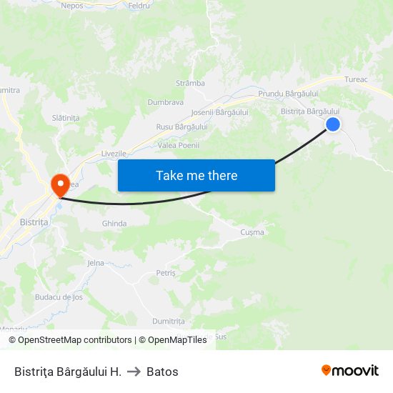 Bistriţa Bârgăului H. to Batos map