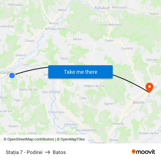 Stația 7 - Podirei to Batos map