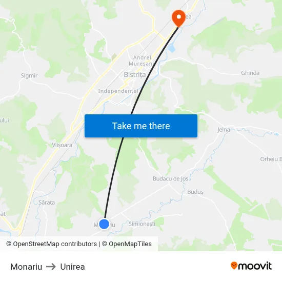 Monariu to Unirea map