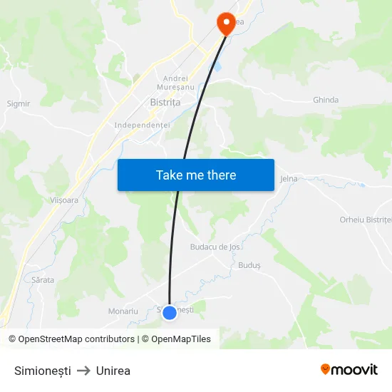 Simionești to Unirea map