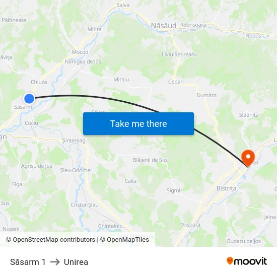 Săsarm 1 to Unirea map