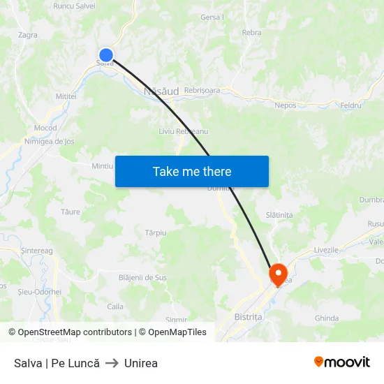 Salva | Pe Luncă to Unirea map