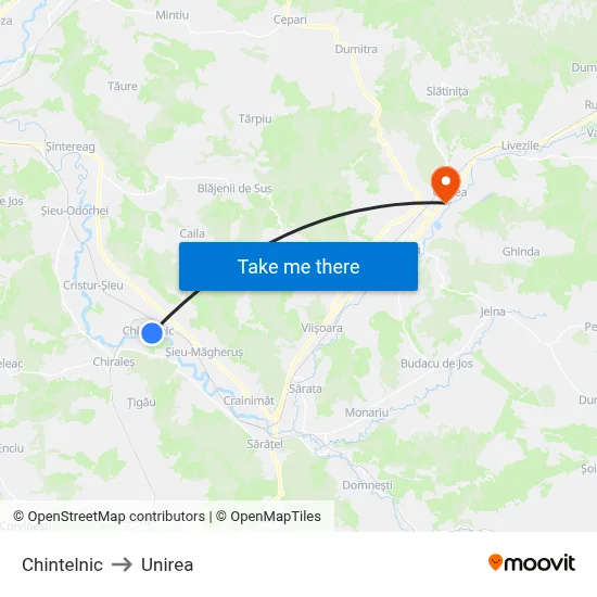 Chintelnic to Unirea map