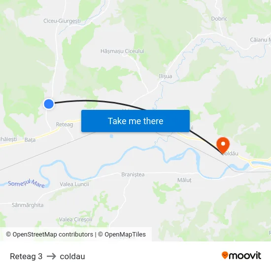 Reteag 3 to coldau map