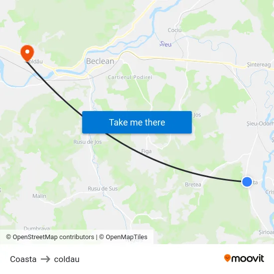 Coasta to coldau map