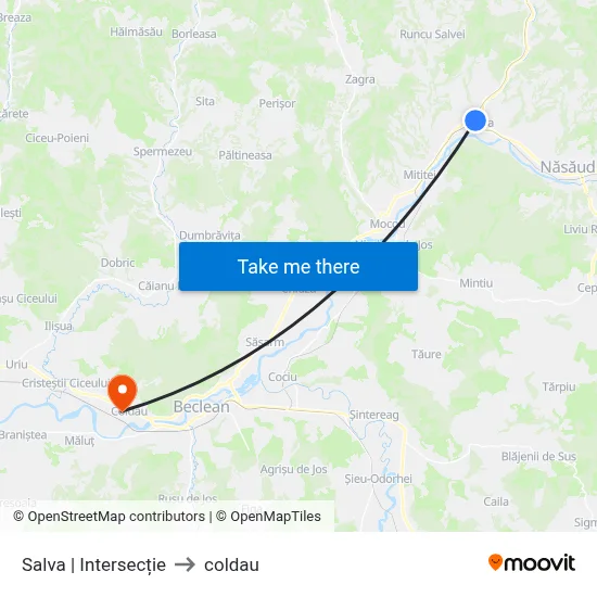 Salva | Intersecție to coldau map
