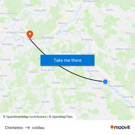 Chintelnic to coldau map