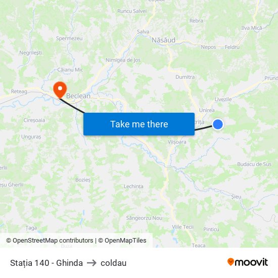 Stația 140 - Ghinda to coldau map