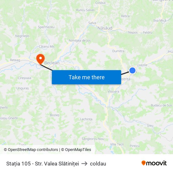 Stația 105 - Str. Valea Slătiniței to coldau map