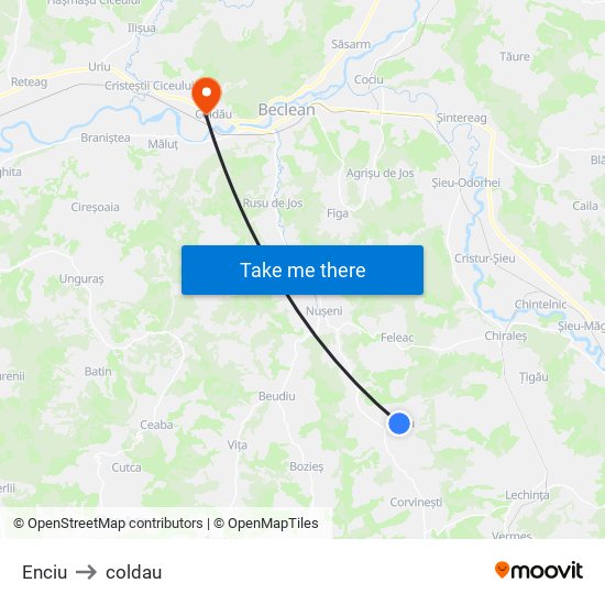 Enciu to coldau map