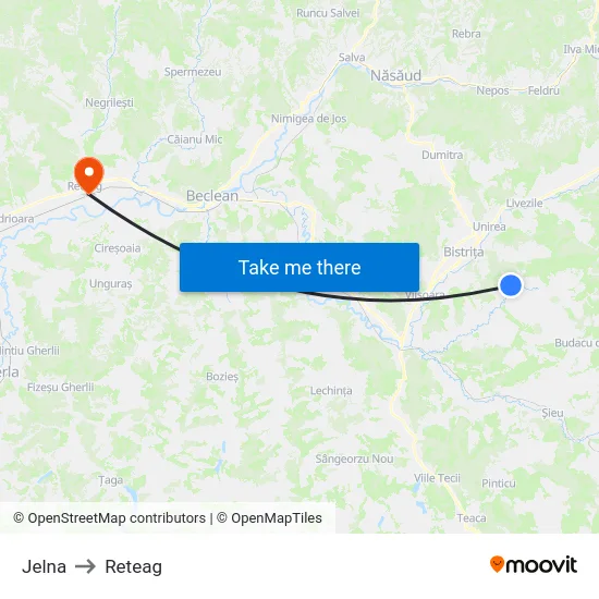 Jelna to Reteag map