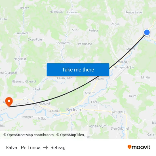 Salva | Pe Luncă to Reteag map