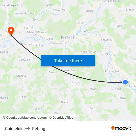 Chintelnic to Reteag map