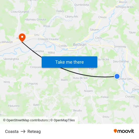 Coasta to Reteag map