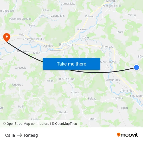 Caila to Reteag map