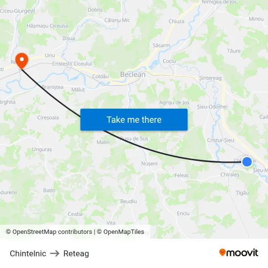 Chintelnic to Reteag map