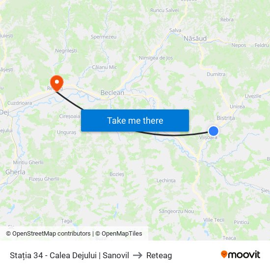 Stația 34 - Calea Dejului | Sanovil to Reteag map