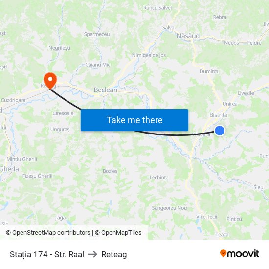 Stația 174 - Str. Raal to Reteag map