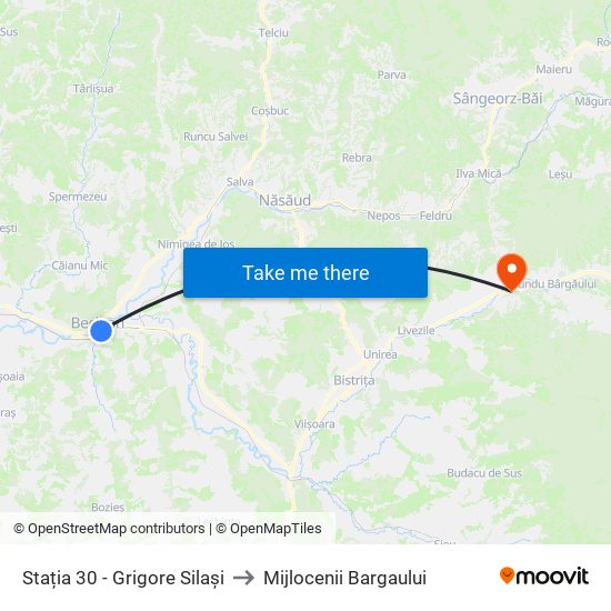 Stația 30 - Grigore Silași to Mijlocenii Bargaului map