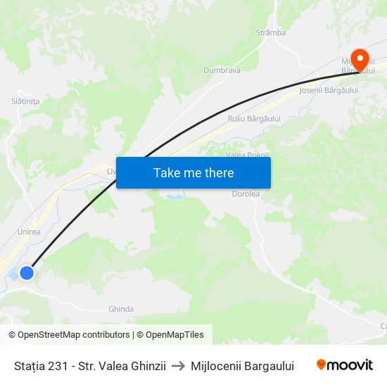 Stația 231 - Str. Valea Ghinzii to Mijlocenii Bargaului map