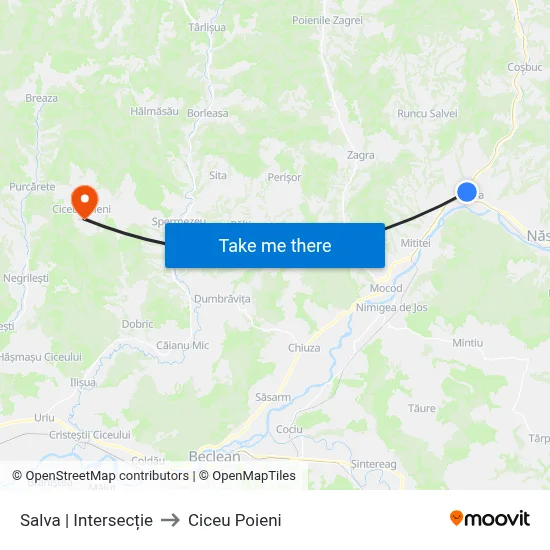Salva | Intersecție to Ciceu Poieni map