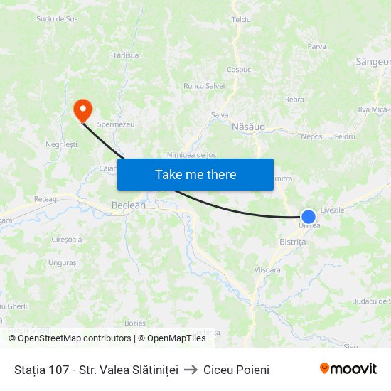 Stația 107 - Str. Valea Slătiniței to Ciceu Poieni map