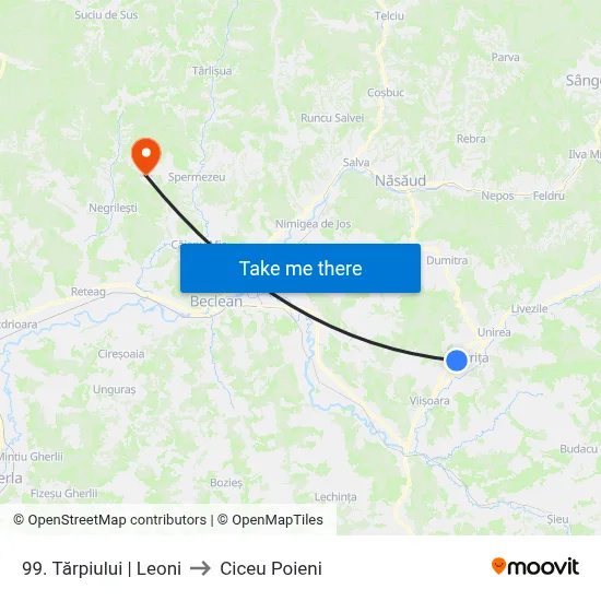 99. Tărpiului | Leoni to Ciceu Poieni map