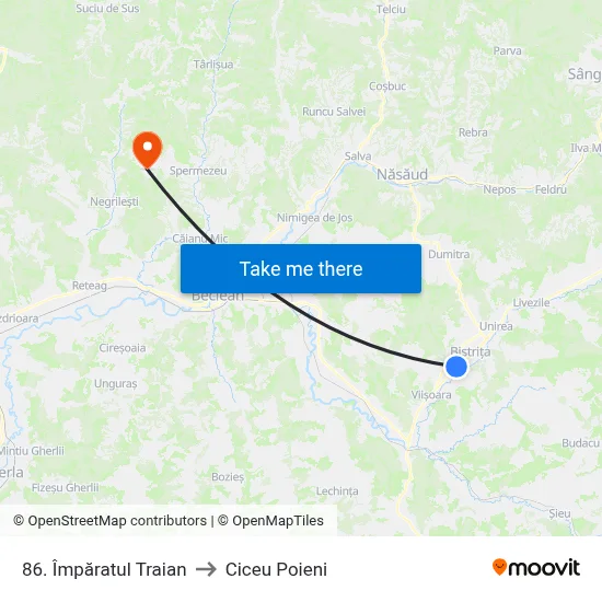 86. Împăratul Traian to Ciceu Poieni map