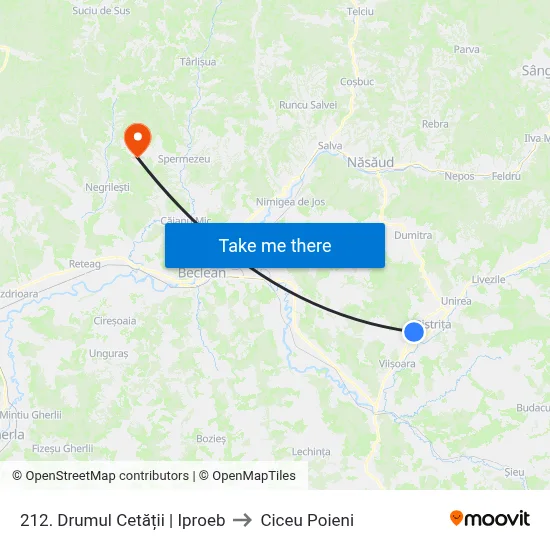212. Drumul Cetății | Iproeb to Ciceu Poieni map