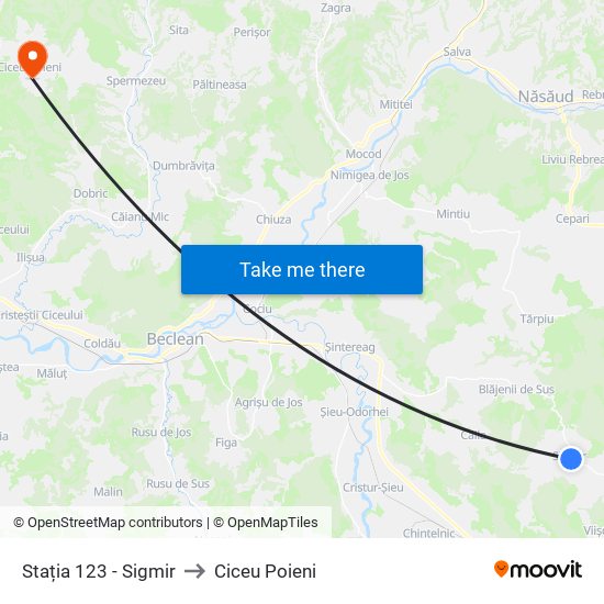 Stația 123 - Sigmir to Ciceu Poieni map