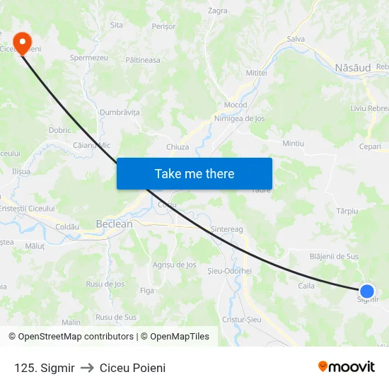 125. Sigmir to Ciceu Poieni map