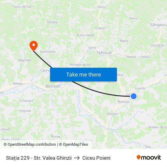 Stația 229 - Str. Valea Ghinzii to Ciceu Poieni map