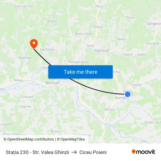 Stația 230 - Str. Valea Ghinzii to Ciceu Poieni map