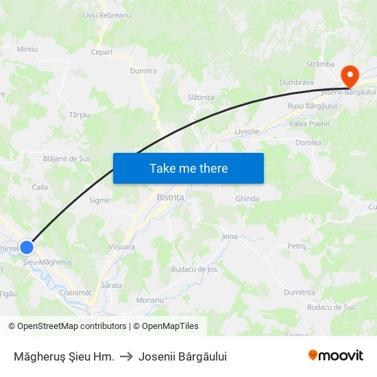 Măgheruş Şieu Hm. to Josenii Bârgăului map